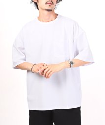 LUXSTYLE(ラグスタイル)/梨地BIGクルーネックTシャツ/Tシャツ メンズ 半袖 半袖Tシャツ 梨地 ビッグシルエット オーバーサイズ/ホワイト