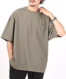 LUXSTYLE(ラグスタイル)/梨地BIGクルーネックTシャツ/Tシャツ メンズ 半袖 半袖Tシャツ 梨地 ビッグシルエット オーバーサイズ/グレージュ
