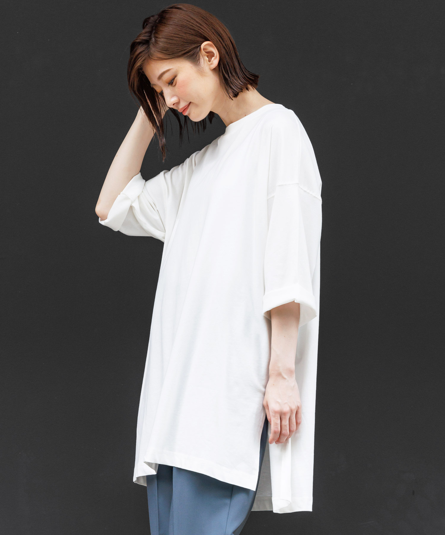 Eaphi drop shoulder slit tops  ドロップショルダー