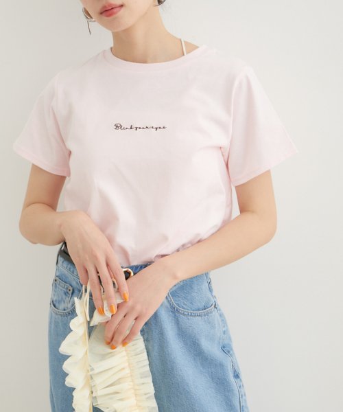 VIS(ビス)/【汗染み防止・洗える】フロントロゴ刺繍チビTシャツ/ピンク（63）