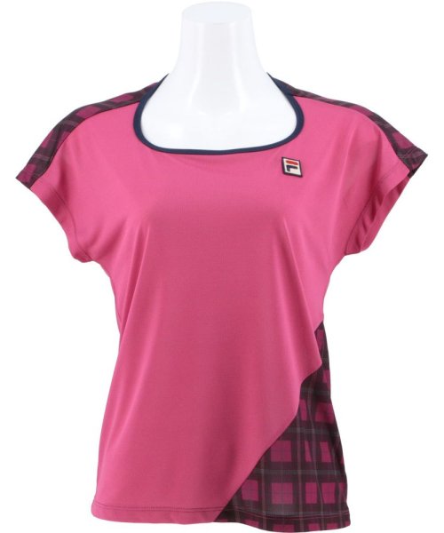 FILA（ZETT Ladies）(フィラ（ゼット　レディース）)/【テニス】フラスコネックTシャツ チェック柄 スポーツウェア レディース/ピンク