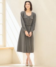 DRESS+(ドレス プラス)/フォーマル ワンピース オフィスカジュアル 袖あり/チャコールグレー