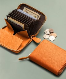 MURA(ムラ)/MURA イタリアンレザー スキミング防止 じゃばら式 ボックス型 コンパクト ミニ財布/オレンジ