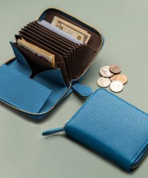 MURA(ムラ)/MURA イタリアンレザー スキミング防止 じゃばら式 ボックス型 コンパクト ミニ財布/ブルー