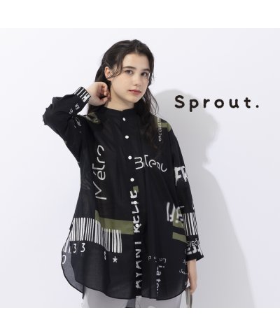 【Sprout.】ロゴプリント　バンドカラーブラウス