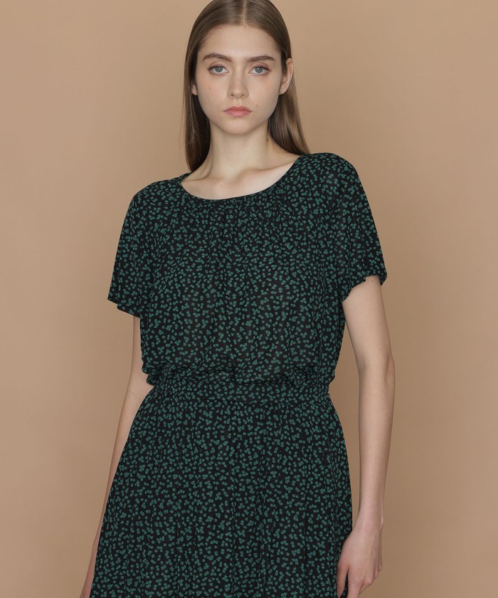 【美品】マッキントッシュロンドン　シャツ　フレンチスリーブ　グリーン系 美品】マッキントッシュロンドン シャツ フレンチスリーブ