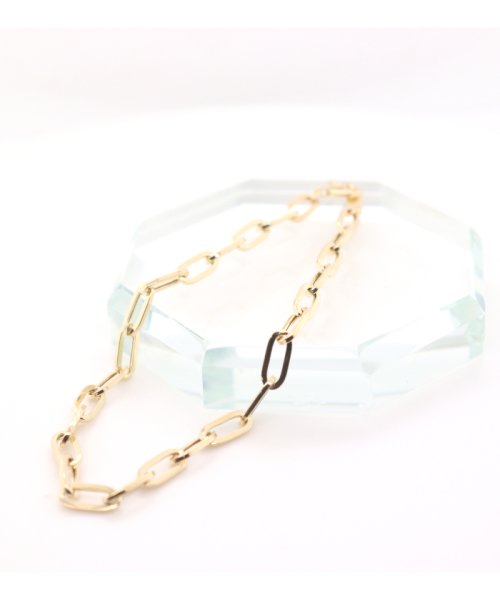 K18地金　ペーパークリップチェーンブレスレット（18cm） 