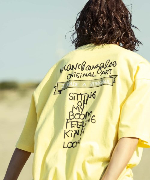 Mark Gonzales(Mark Gonzales)/MARK GONZALES ARTWORK COLLECTION(マーク ゴンザレス)バックプリント半袖Tシャツ/5type/6colors/イエローA