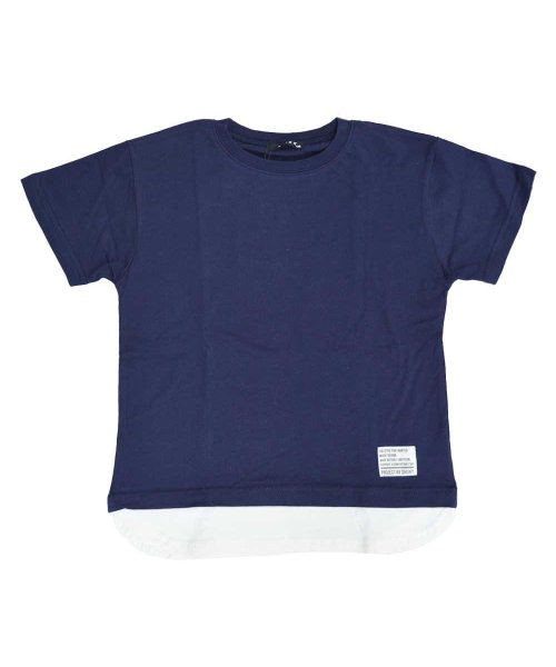 CLARAH　kids(クララキッズ)/キッズ Tシャツ レイヤード 半袖 重ね着風 男の子 女の子 子供服 トップス ティーシャツ カジュアル シンプル ストリート ジュニア おしゃれ 可愛い 11/ネイビー