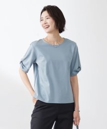 J.PRESS LADIES（LARGE SIZE）(J．プレス　レディス（大きいサイズ）)/【接触冷感・UVケア】コンパクトコットンスムース ツイストスリーブ カットソー/スモーキーグリーン系