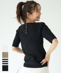 coca(コカ)/バックパールサマーニットトップス/BLACK