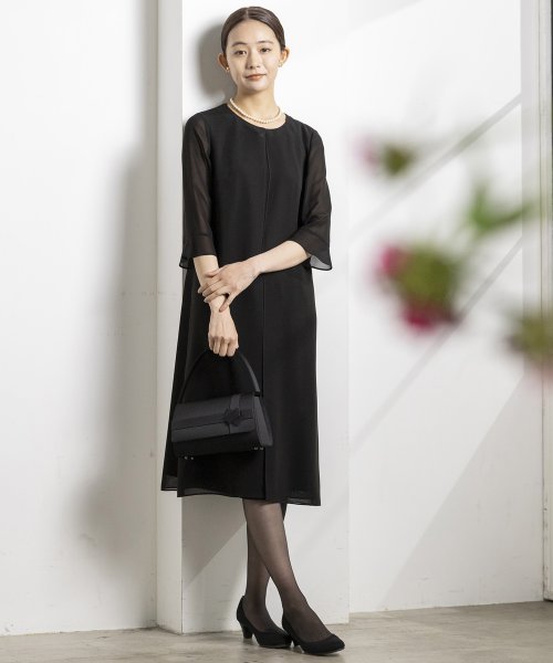 セール】【喪服】【洗える】シフォンジョーゼット セミフレアブラック  