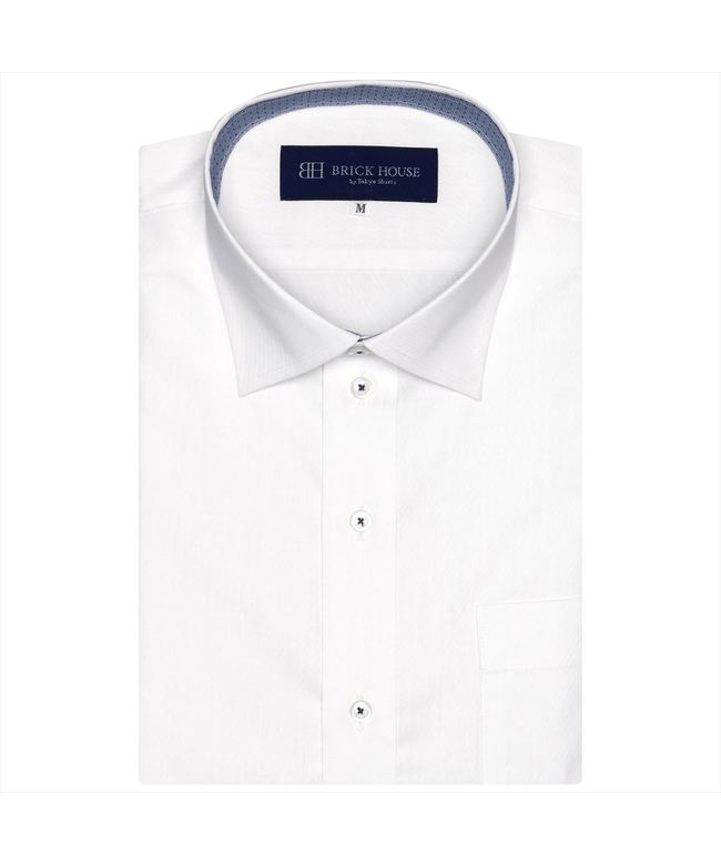 【グレー】(M)【超形態安定・大きいサイズ】 ワイドカラー 半袖 形態安定 ワイシャツ