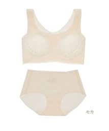 PINK PINK PINK(ピンクピンクピンク)/【上下セット】涼感×超極薄シームレスブラ＆シームレスショーツ 素肌感覚ブラ ストレスフリー/モカ