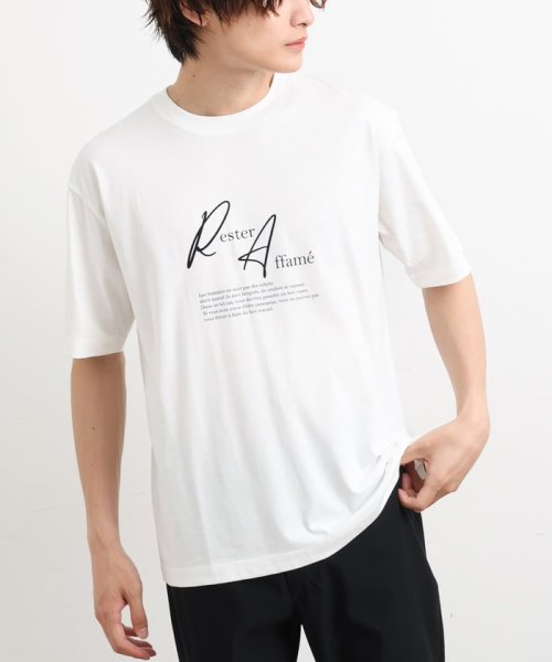 a.v.v (MEN)(アー・ヴェ・ヴェメンズ)/【接触冷感】デザインロゴプリントセミワイドTシャツ/ホワイト