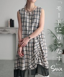 Sawa a la mode/大人上品に着るチェック柄ノースリーブチュニック/505384152