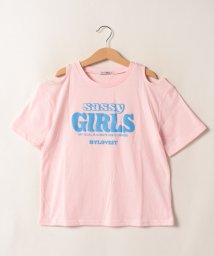 by LOVEiT(バイラビット)/肩スリットウェーブロゴTシャツ/ピンク