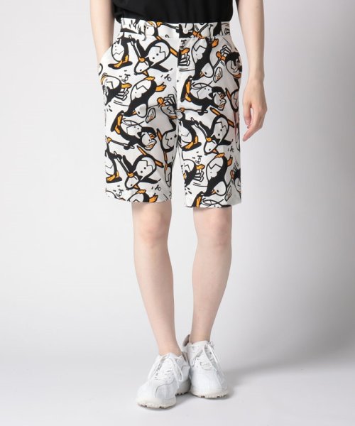 Munsingwear(マンシングウェア)/【ENVOY|3Colors Penguin Logo】ペンギン総柄プリントハーフパンツ/ホワイト