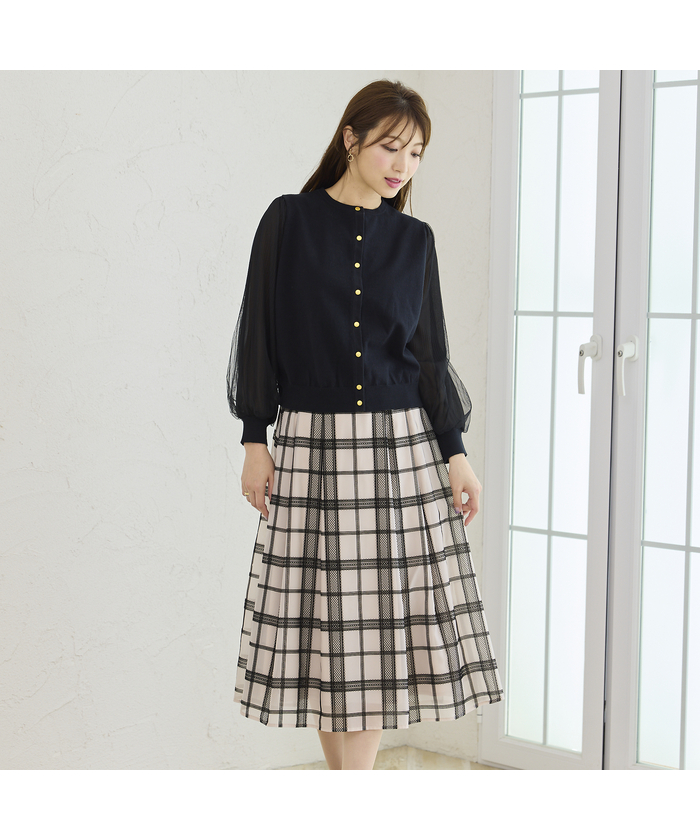 【snidel】フロッキーチェックスカート