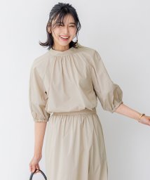 NIJYUSANKU（SMALL SIZE）(23区（小さいサイズ）)/【一部店舗限定/洗える】ハイカウントウェザーストレッチ ボウタイ付き ランタンスリーブ ブラウス/ベージュ系