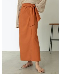 Re:EDIT(リエディ)/[低身長サイズ有]コットンリネンラップ風スカート/オレンジ