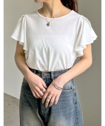 Re:EDIT(リエディ)/[接触冷感]フリルスリーブ半袖Tシャツ/ホワイト