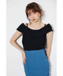 rienda(リエンダ)/2wayストラップツイストKnit TOP/BLK