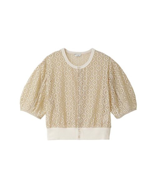 CLANE(クラネ)/VINTAGE LACE MINI PUFF CARDIGAN/IVORY