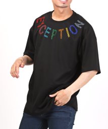 LUXSTYLE(ラグスタイル)/ラインストーンアーチロゴTシャツ/Tシャツ メンズ レディース 半袖 ロゴ ラインストーン ビッグシルエット/ブラック