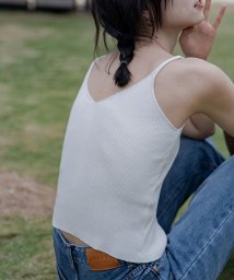SEU(エスイイユウ)/リブ編みニットキャミソール 脇高設計 シンプル 全8色 韓国ファッション /ホワイト