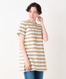 CARA　O　CRUZ/洗える ボーダーのチュニックTシャツ/505322527