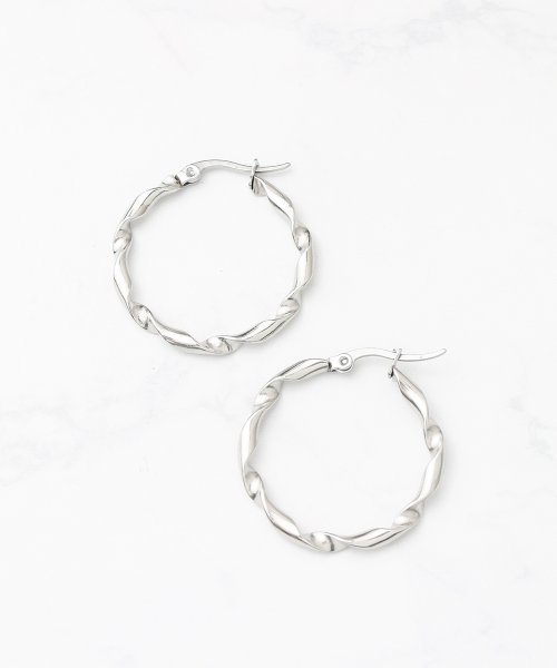 ar/mg(エーアールエムジー)/【76】【SV06033】Stainless Twist Ring Pierce 30mm－ツイストリング ピアス/シルバー