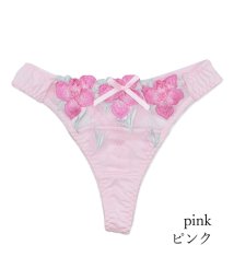 PINK PINK PINK(ピンクピンクピンク)/大輪花柄刺繍Tバックショーツ　M L/ピンク