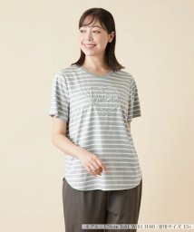 Leilian PLUS HOUSE(レリアンプラスハウス)/ボーダーＴシャツ/グレー系