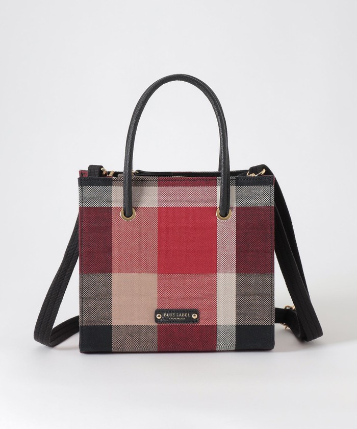 クレストブリッジチェックキャンバススクエアミニトート(505397723