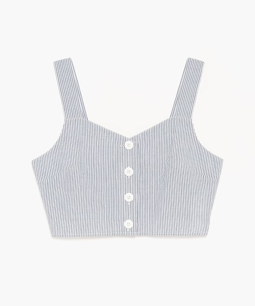 To b. by agnes b. OUTLET(トゥー　ビー　バイ　アニエスベー　アウトレット)/【Outlet】WU55 BUSTIER フロントボタンストライプビスチェ/ネイビー