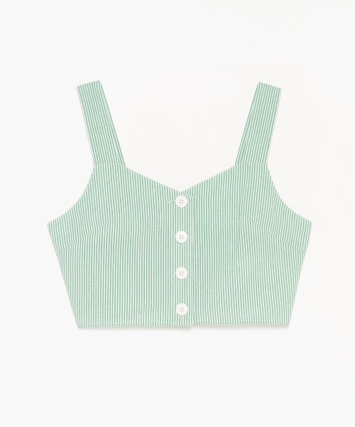 To b. by agnes b. OUTLET(トゥー　ビー　バイ　アニエスベー　アウトレット)/【Outlet】WU55 BUSTIER フロントボタンストライプビスチェ/グリーン