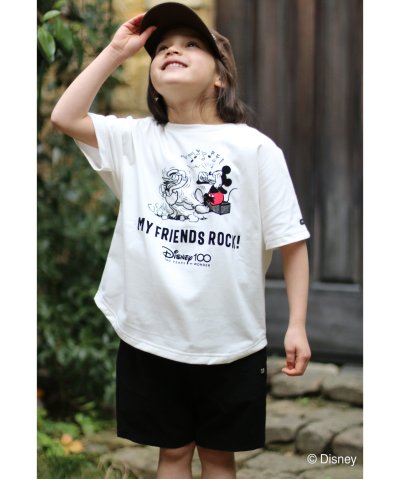 天竺 Mickey&Donald 5分袖Tシャツ