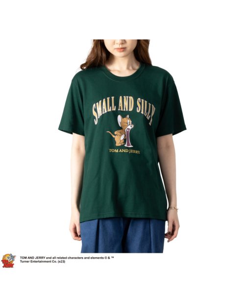 MAC HOUSE(women)(マックハウス（レディース）)/[大きいサイズ] Tom and Jerry ボックスシルエット半袖Tシャツ クイーンサイズ 3285－3879/グリーン