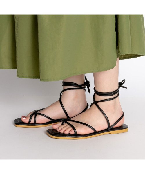 編み上げフラットサンダル nowos やすっぽ 