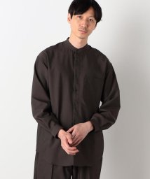 COMME CA ISM MENS(コムサイズム（メンズ）)/【セットアップ対応】 ウォッシャブル ウールライク 羽織 バンドカラーシャツ/ダークブラウン