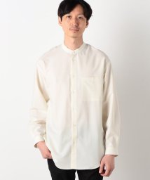 COMME CA ISM MENS(コムサイズム（メンズ）)/【セットアップ対応】 ウォッシャブル ウールライク 羽織 バンドカラーシャツ/ホワイト