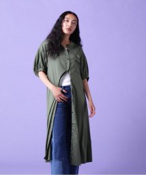 AVIREX(AVIREX)/VOLUME SLEEVE SHIRT ONE PIECE/ボリューム スリーブ シャツ ワンピース/オリーブ