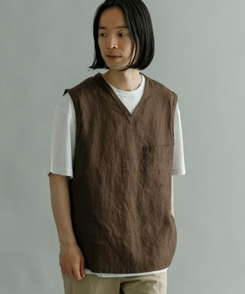 URBAN RESEARCH(アーバンリサーチ)/Linen Vneck Vest/BROWN