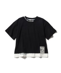SHOO・LA・RUE(Kids) (シューラルーキッズ)/【110－140cm】裾レイヤード衿ロゴ半袖Tシャツ/ブラック（019）
