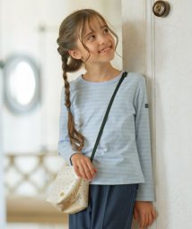 KUMIKYOKU KIDS(組曲KIDS)/【110－140cm】長袖ボーダー Tシャツ/ミントグリーン×サックスブルー