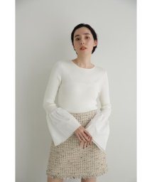 JILL STUART(ジル スチュアート)/2WAYタフタドッキングニットトップス/ホワイト