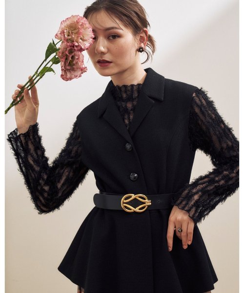 【セットアップ対応商品】モノトーンワッフルペプラムジレ 着用サイズ なし