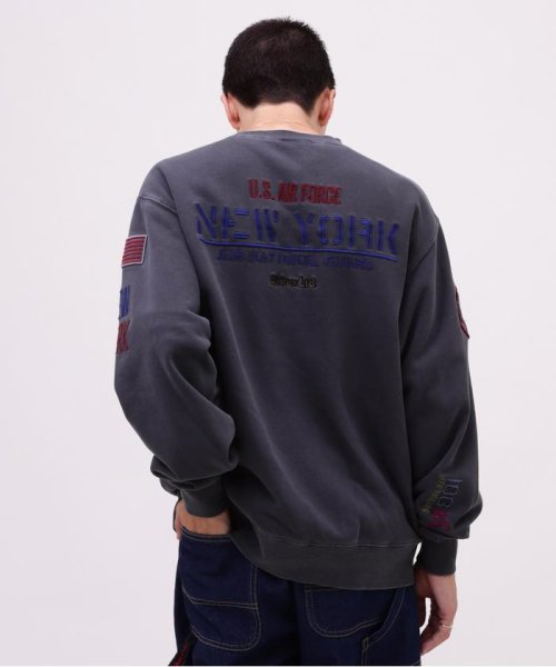 AVIREX(AVIREX)/FADE WASH CREW NECK SWEAT NEW YORK ANG/チャコール