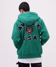 AVIREX(AVIREX)/VARSITY LOGO SWEAT ZIP UP PARKA /バーシティ ロゴ スウェット ジ/グリーン